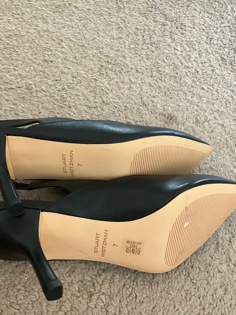 Stuart Weitzman Black Leather Pointed-Toe Slingback Pump - Picture 7 of 8